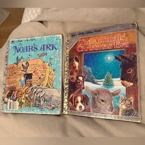 Vintage Little Golden Books Set, “Noah’s Ark” and “The Animal’s Christmas Eve”